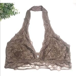 Victoria's Secret | Tan Halter Lace Bra Bralette